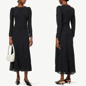 Reformation Lysander Midi Dress Selene Black And White Polka Dots 6